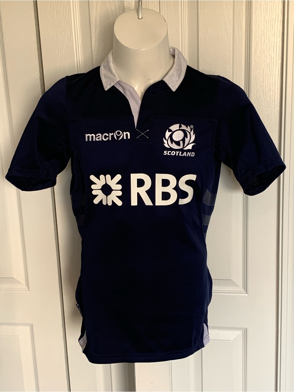 MACARON Scotland Navy Rugby Shirt with White Collar